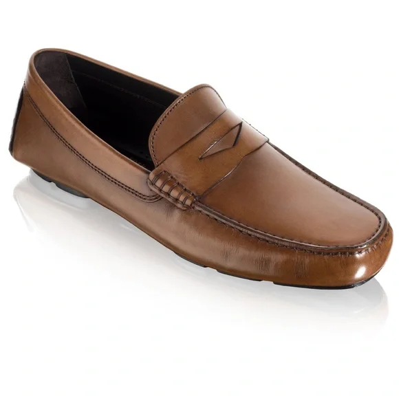 To Boot New York Men\'s Brown Leather Slip On Drivers / Loafers Size 10 EUC Vieques Mid Brown Deerskin main image 4